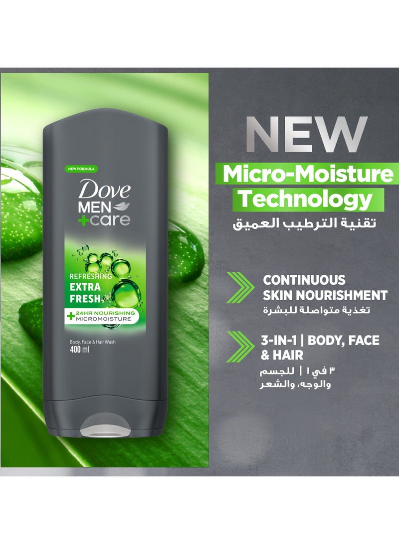 DOVE MEN 3 In 1 Refreshing Cleanser Extra Fresh 400ml - Image 3