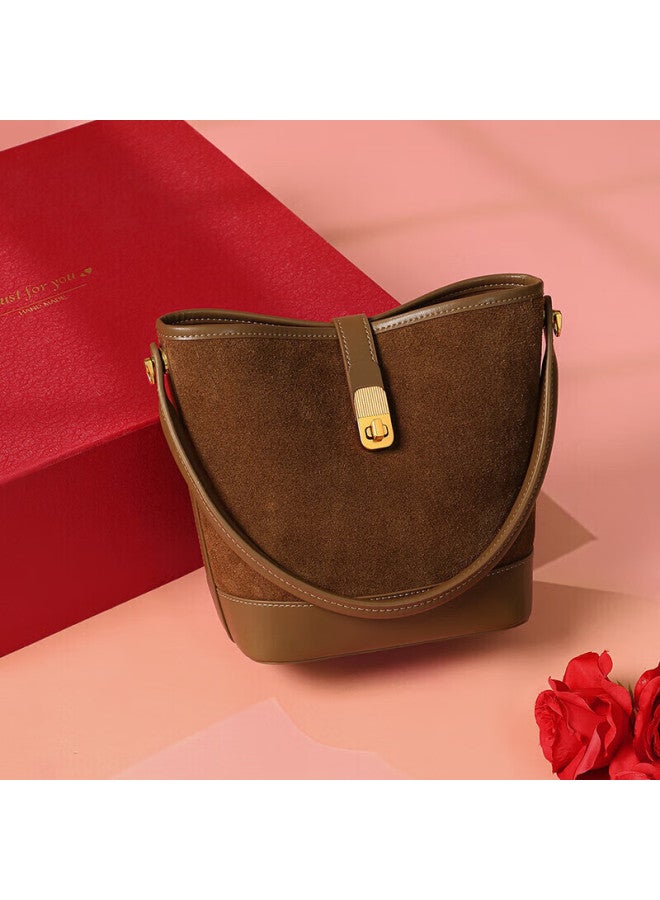 Yuyula Leather Handbag, Women's Bucket Bag, Commuter Luxury Shoulder Crossbody Bag, Birthday And New Year Gift For Girlfriend - Image 1