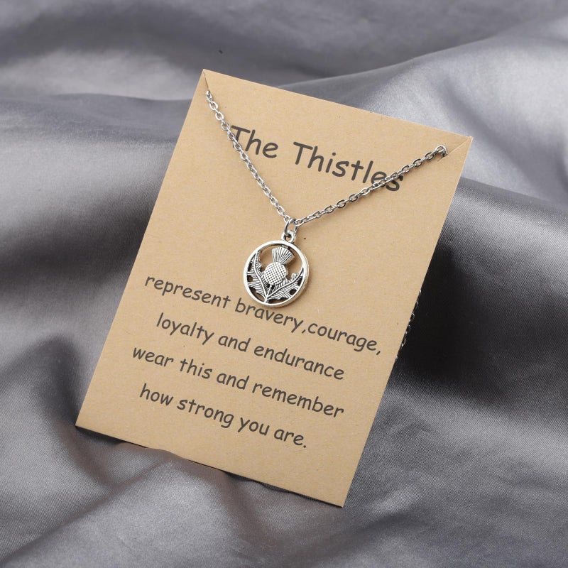 WUSUANED Scottish Thistle Flower Necklace Scotland Thistle Charms Pendant Thistle Lover Gift Scottish Jewelry - Image 2
