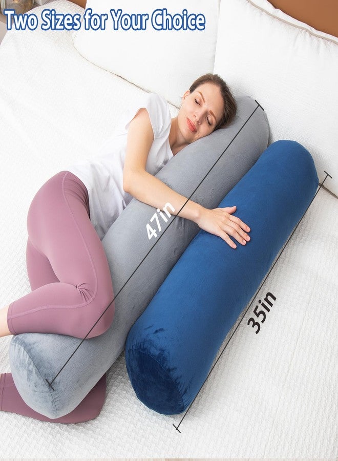 1 MIDDLE ONE Body Pillow, Memory Foam Round Body Pillows for Adults, Firm Long Bolster Pillow for Bed, Cylinder Tube Roll Pillow with Velvet Cover, 47x7.87 Inches, Grey - Image 3