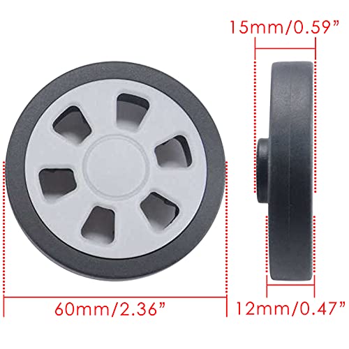 Miayaya Suitcase Wheels Replacement 360 Spinner 60mm x 12mm Kits Luggage Travel Wheel Double Accessories Universal Rubber Swivel Trolley Casters Bearings Repair Tools Set Rotating Flexible Quietness - Image 2