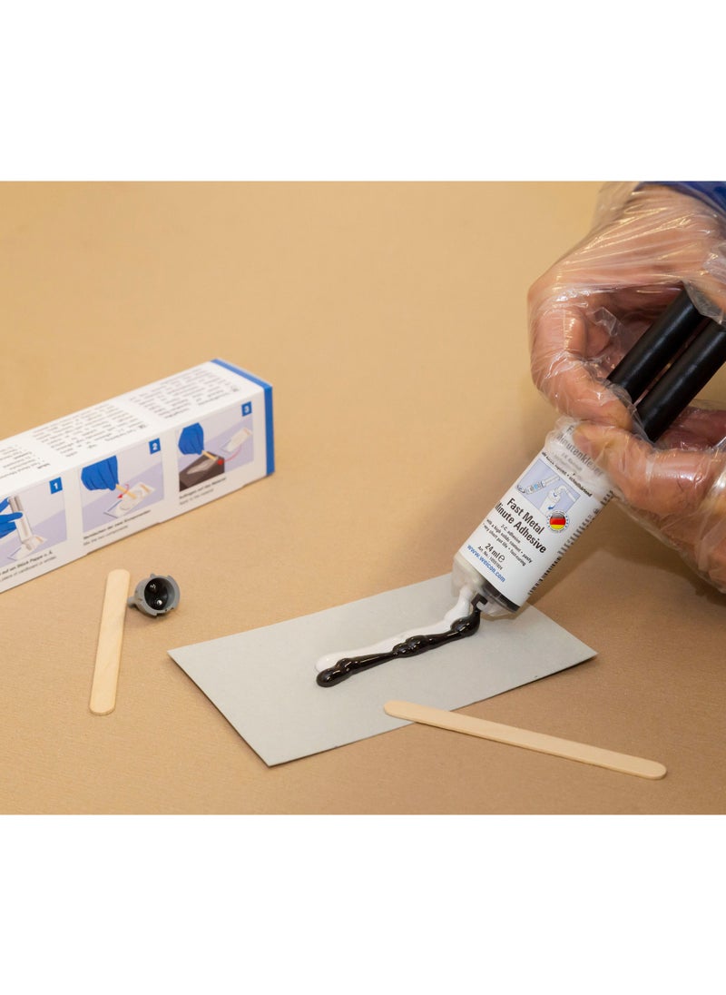 Weicon WEICON Fast-Metal Minute Adhesive with spatula 24 ml | Liquid Metal | 2-component epoxy resin adhesive for metal, wood, stone, etc.  - Image 2