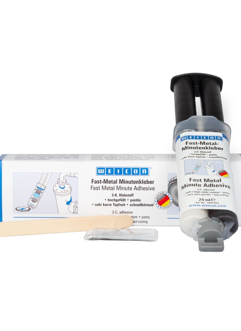 Weicon WEICON Fast-Metal Minute Adhesive with spatula 24 ml | Liquid Metal | 2-component epoxy resin adhesive for metal, wood, stone, etc.  - Image 1