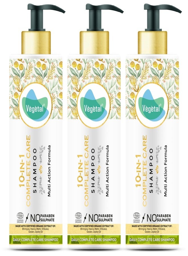 Vegetal 10-in-1 Complete Care Shampoo, Organic, Paraben-Sulphate Free, Daily Use Pack of 3 - Image 1
