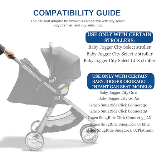 UTNVBTR Car Seat Adapter for Stroller Compatible with Baby Jogger City Select, City Select 2, or City Select LUX Stroller Accessories Car Seat Adapter for Stroller (Black) - Image 2