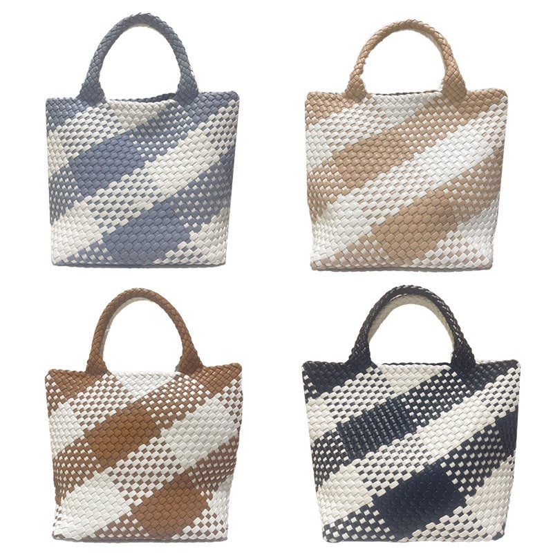 All-Match New Large Capacity Tote Bag Women'S Bag Handmade Woven Bag Women'S Color Matching Women'S Bag Shoulder Bag Woven Tote Bag - Image 2