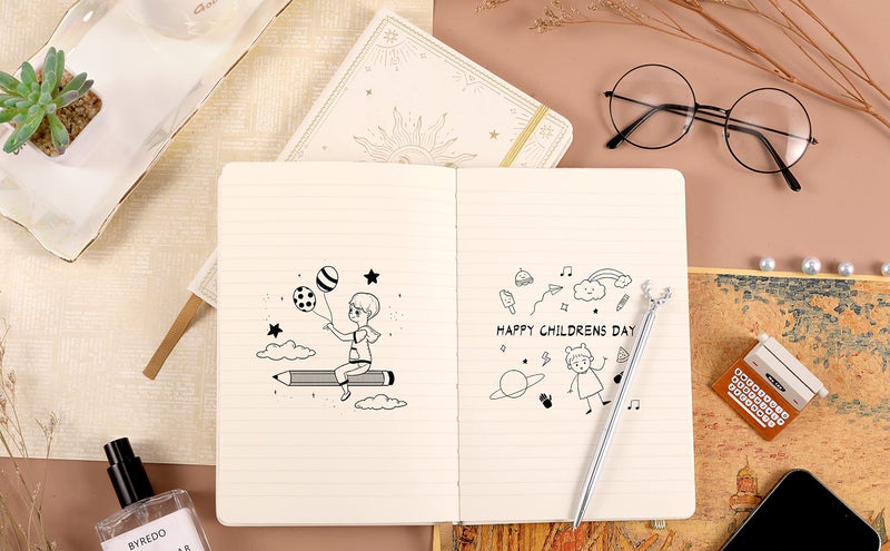 Artfan Ruled Notebook/Journal â€“ Premium Thick Paper Faux Leather Classic Writing Notebook with Pocket + Page Dividers Gifts, Banded, Large, 144 Pages, Hard Cover, Lined (5.8 x 8.4) - White Sun Goddess - Image 2
