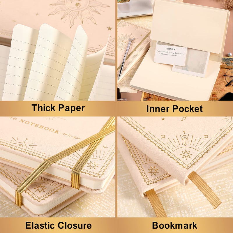 Artfan Ruled Notebook/Journal â€“ Premium Thick Paper Faux Leather Classic Writing Notebook with Pocket + Page Dividers Gifts, Banded, Large, 144 Pages, Hard Cover, Lined (5.8 x 8.4) - White Sun Goddess - Image 4