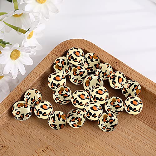 Metulip 100 PCS Leopard Wooden Beads - 16mm Polished Leopard Printed Natural Wood Round Beads for Crafts & Home Decoration - Image 5