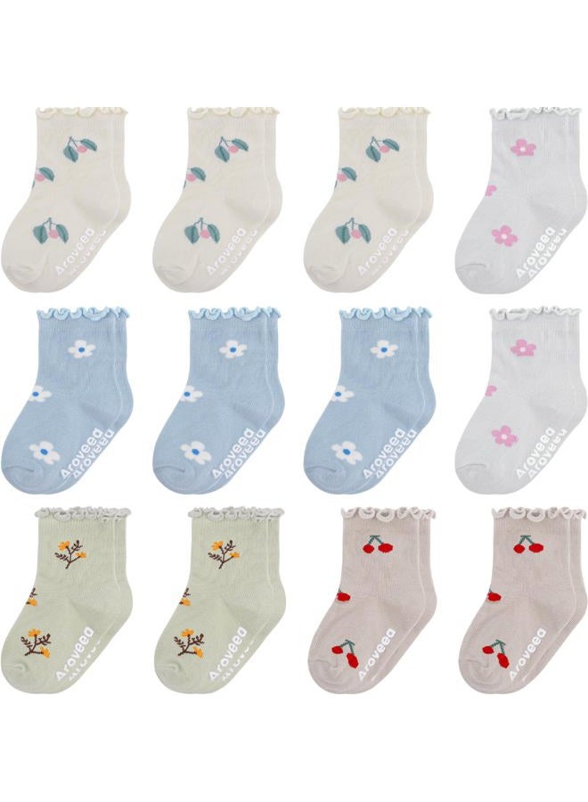 Aroveea Baby Toddle Socks Grip Non Slip Kids Boys Girls Cotton Socks 12 Pack Ankle Cute Newborn Socks 1-3T - Image 1