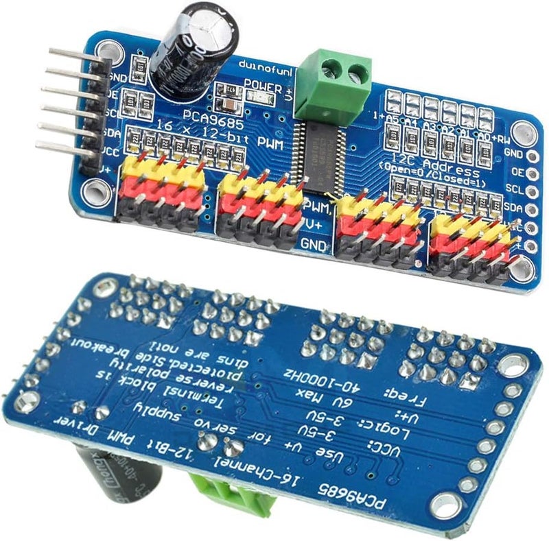 AiTrip PCA9685 16 CH 12Bit PWM Servo Motor Driver Board Controller IIC Interface for Arduino Raspberry Pi Zero/Zero W/Zero WH/2B/3B/3B+ and Robot (2pcs) - Image 3