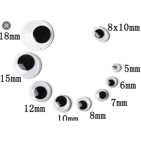 ANG عيون متحركة دمى عيون فنية وحرفية سوداء وبيضاء 7 مم 200 - Image 3