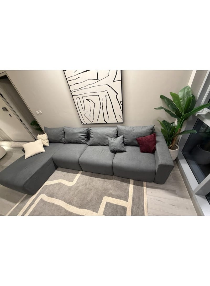 Zayn comforts Modern Nordic-Inspired L-Shape Sofa  The Ultimate Blend of Style, Comfort, and Functionality for Your Contemporary Living Space (Charcoal, Right Module) - Image 1