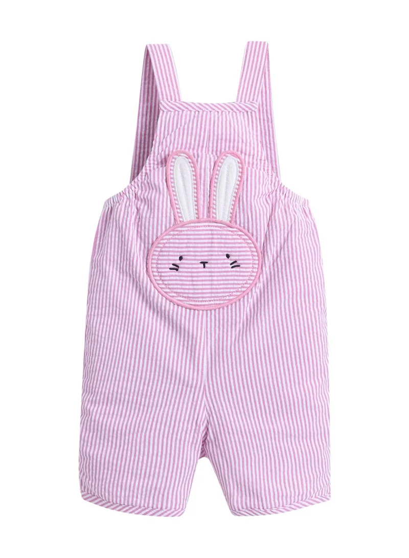Victor And Jane  Infant Girls Bodysuit & Purple Stripe Dungaree Romper Set with Bunny Appliqué for Women | Best Price UAE