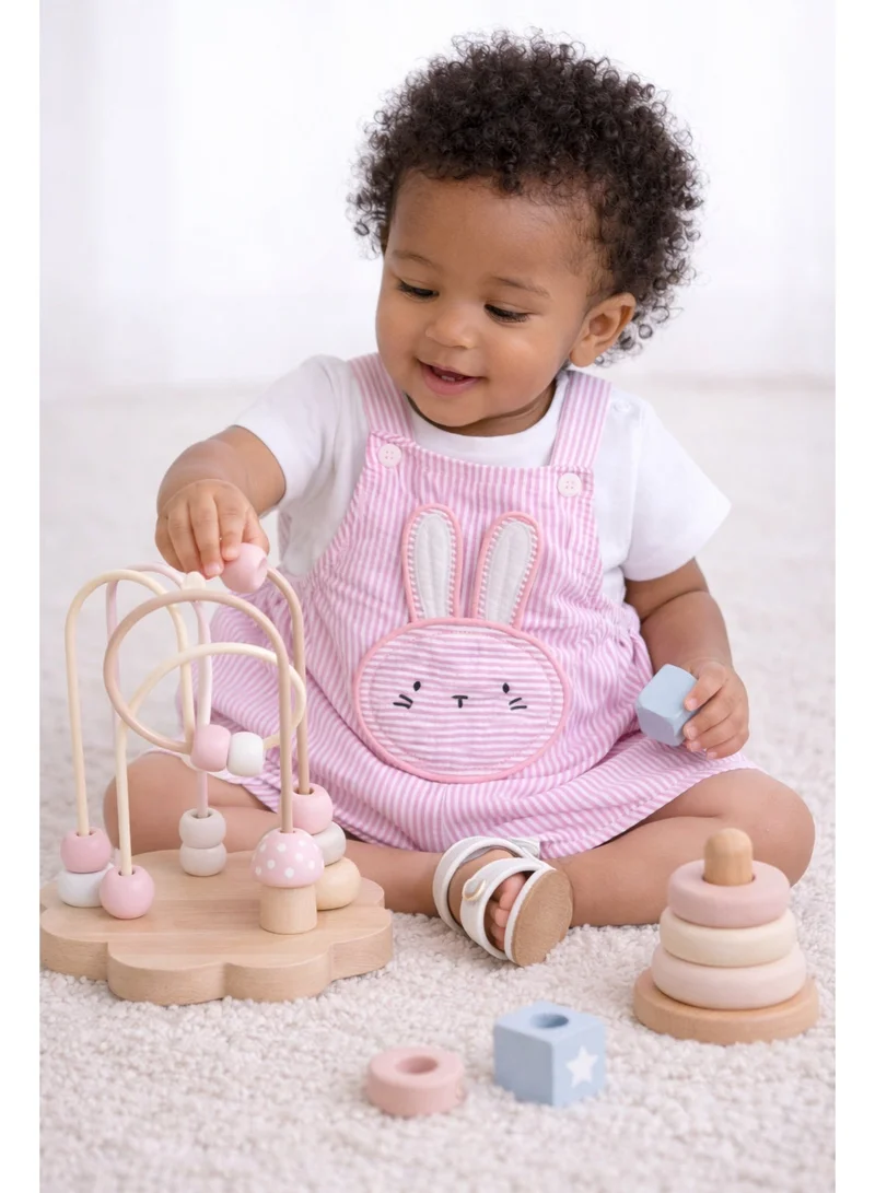 Victor And Jane  Infant Girls Bodysuit & Purple Stripe Dungaree Romper Set with Bunny Appliqué for Women | Best Price UAE
