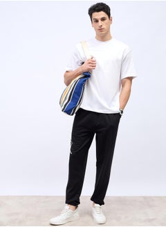 Slogan Print Oversized Jogger with Slip Pocket