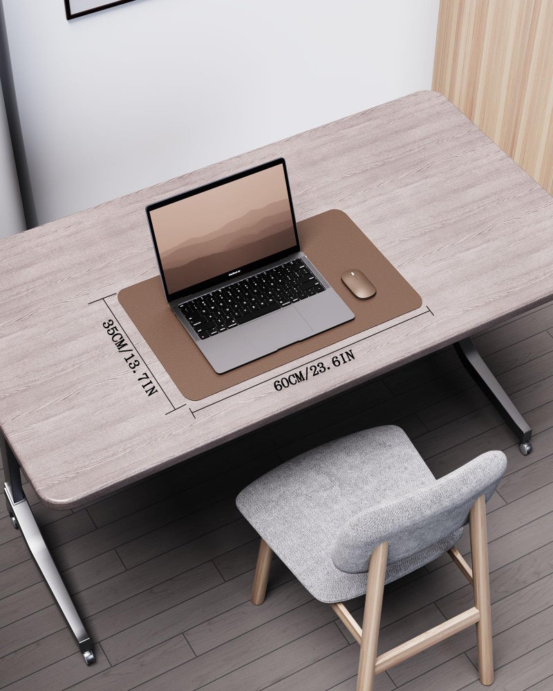 YSAGi Double-Sided Desk Pad, Leather Desk Mat, Eco Cork Desk Pad Protector, Large Mouse Pad for Desk, Waterproof Desk Blotter Pad, Desk Writing Pad for Office Work/Home(23.6"x13.7",Coffee+Cork) - Image 2
