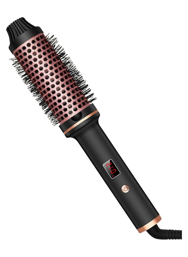 Curling Brush 2 in 1 38mm 1.5inch Ionic Hot Brush, 120-210℃ Digital Display 11 Temperatures Heated Volumizing Brush, Creates Loose Curls 100-240V - Image 1