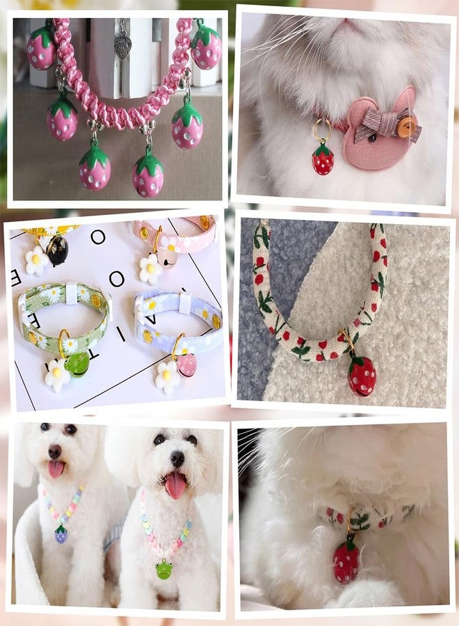 CHGCRAFT 14Pcs 7 Styles Pet Collar Bells Brass Cherry Panda Frog Strawberry Charm Cat Collar Bell Pet Pendant Accessories with Stainless Steel Double Loops Jump Rings for Potty Training - Image 5