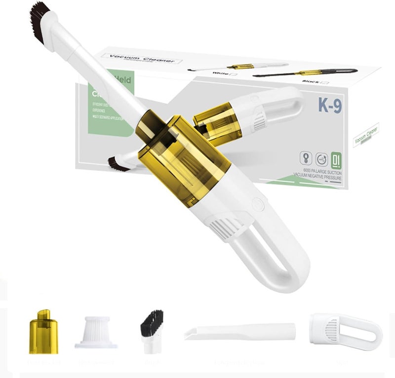 FAB Innovations Portable Handheld Car Vacuum Cleaner White USB Powered Cordless Use Vacuum Cleaner for Car Cleaning High Power and Strong Suction with LongLasting Battery - Image 2
