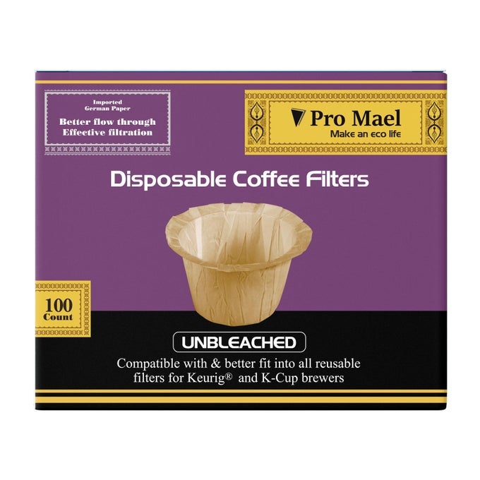 DISPOSABLE K CUP FILTERS COFFEE FILTER PAPER FOR KEURIG BREWERS SINGLE SERVE 10 AND 20 USE WITH REUSABLE K CUP PODS NATURAL UNBLEACHED 100COUNT