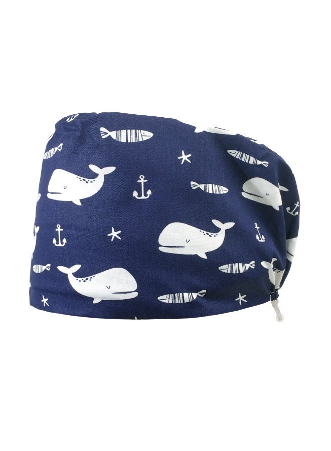 NIBEMINENT Nice-looking Printing Doctor Hat Surgical Cap for Long Hair Classic Nurse Baotou Caps Women Men Sweat-absorbent Towel Scrub Hat