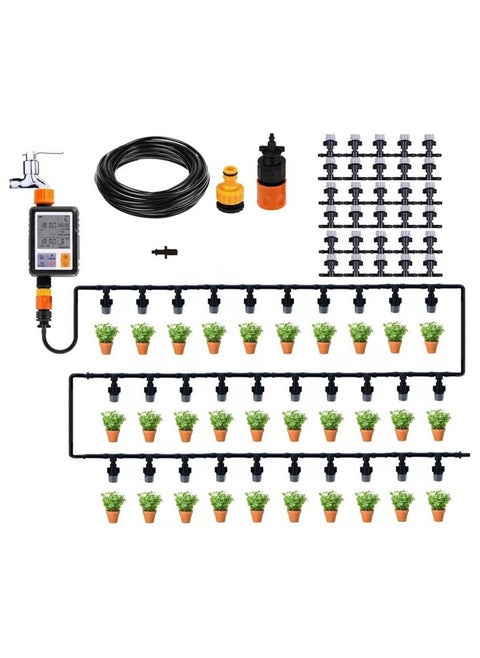 JERN® Automatic Home/Garden Plant Watering system with Sprinkler, tubes and Water Timer Digital Programmable (Digital Timer with 30 meter tube and 30 Nozzles)