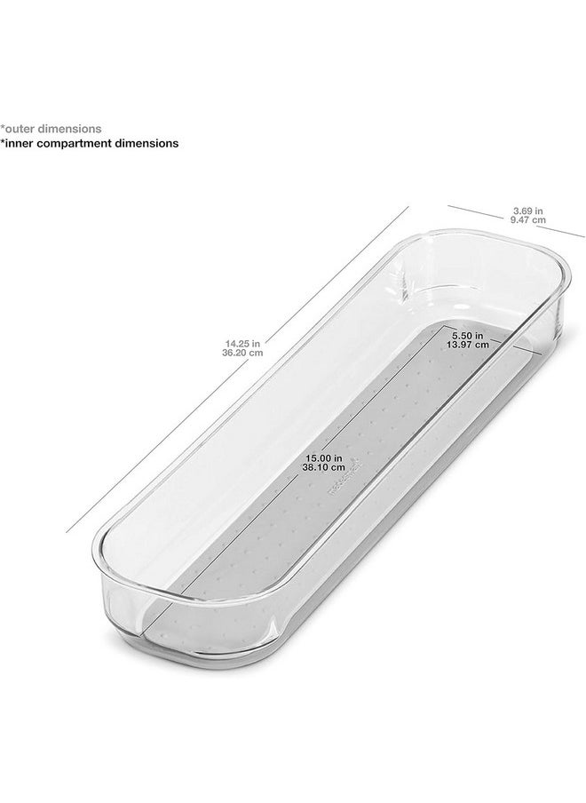Madesmart madesmart Clear Soft Grip 14x4 Bin Organizer, 14.25" x 3.69", Lt. Grey  - Image 4