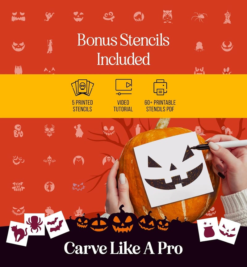 Bright Hobby Halloween Pumpkin Carving Kit Case - Complete Pumpkin Carving Set With Saw Pumpkin Carving Knife - Halloween Pumpkin Carving Tools - Pumpkin Garnishing Knives - Image 3