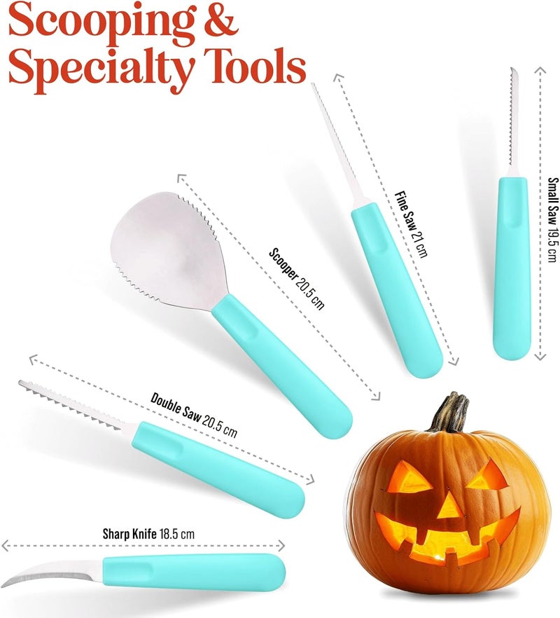 Bright Hobby Halloween Pumpkin Carving Kit Case - Complete Pumpkin Carving Set With Saw Pumpkin Carving Knife - Halloween Pumpkin Carving Tools - Pumpkin Garnishing Knives - Image 4