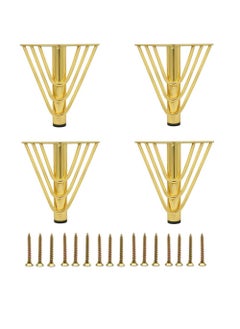Excefore Furniture Legs Setm,6 inch Gold  Metal Cabinet Legs,with Rubber Floor Protectors, for Sofa, Legs for Dresser, TV Stand, End Table etc (4PCS）  - Image 1
