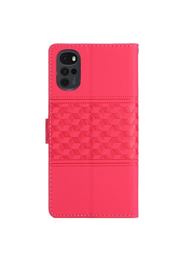 S-TOP Case For Motorola Moto G22 Diamond Embossed Skin Feel Leather Phone Case with Lanyard - Image 3