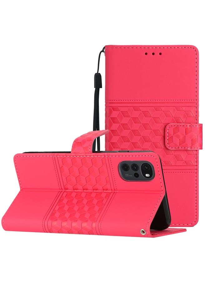 S-TOP Case For Motorola Moto G22 Diamond Embossed Skin Feel Leather Phone Case with Lanyard - Image 1