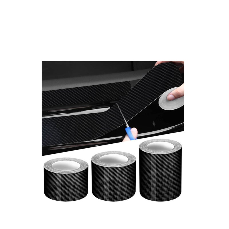 Zikra Car Edge Door Guards Door Sill Protector 3 Rolls 5D Carbon Fiber Black Vinyl Wrap Automotive Vehicles Door Sill Protector Anti Collision Film Fits for Car 2In x 17Ft 1.2In x 17Ft 2.7In x 33Ft - Image 1