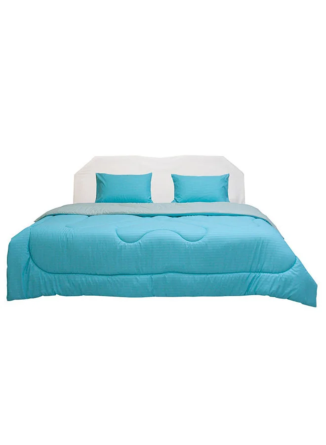 DANUBE HOME Urbane Reversible 3-Piece Single Comforter Set All Season Ultra Soft Fluffy Lightweight Microfiber Bedding Set Light Blue 150x230 cm