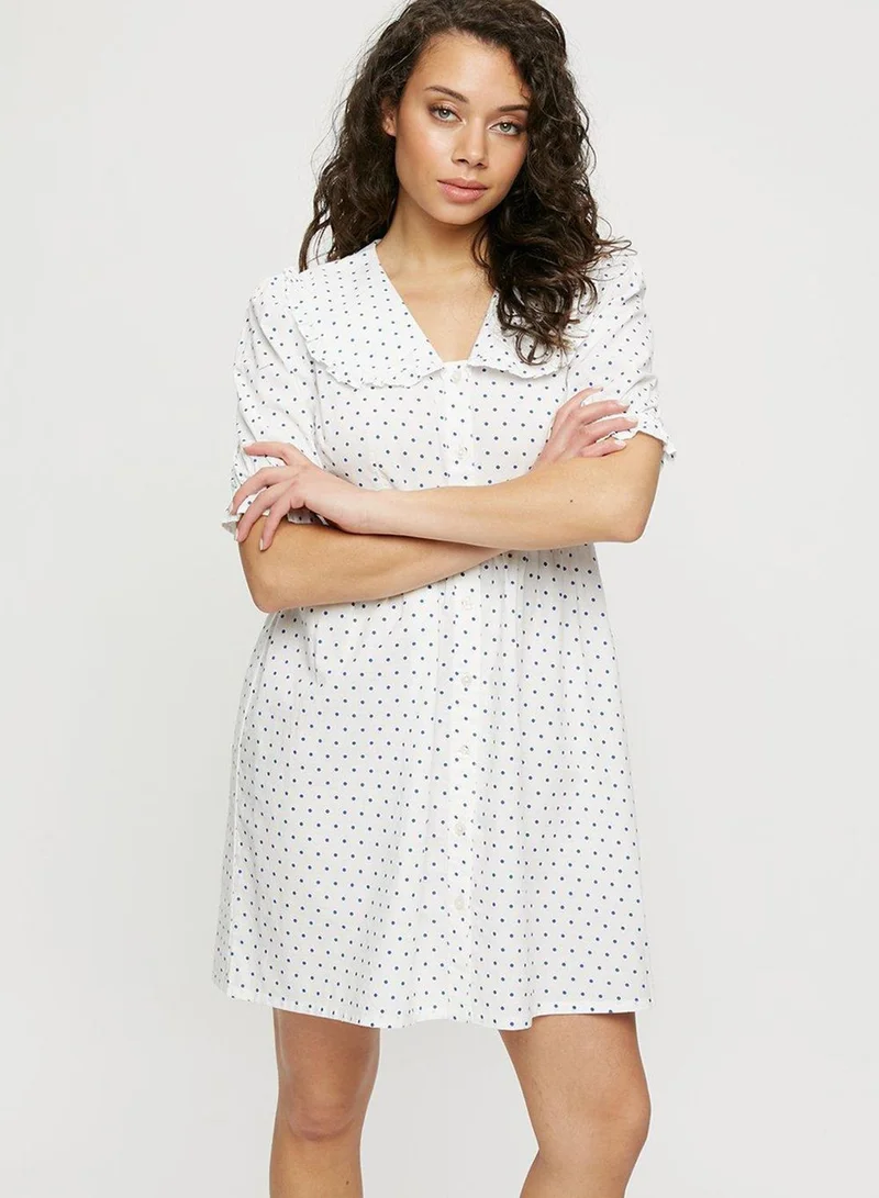 DOROTHY PERKINS Polka Dot Puff Sleeve Button Down Dress