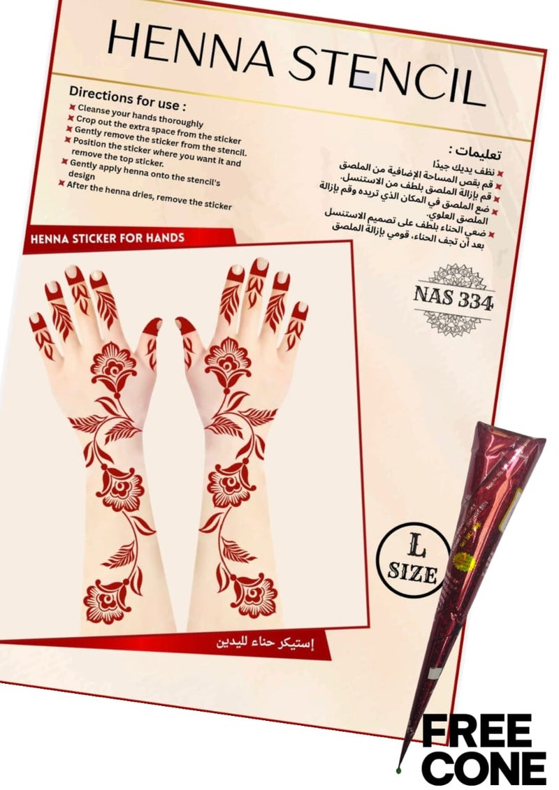 Reusable Henna Stencil Set 3PCS COMBO with Free Cone – Easy Mehndi Design Templates for Hands NAS334 - Image 1