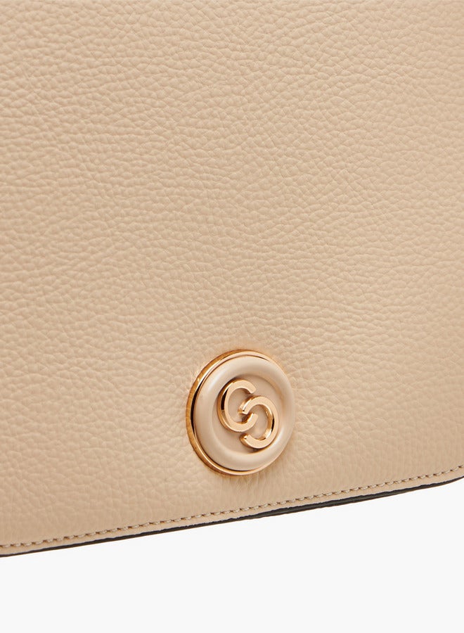 Celeste Textured Crossbody Bag with Adjustable Strap and Flap Closure - Image 5