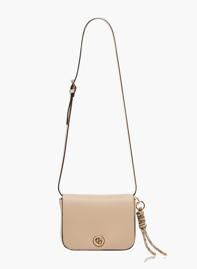 Celeste Textured Crossbody Bag with Adjustable Strap and Flap Closure - Image 3
