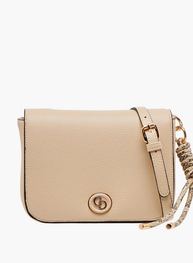 Celeste Textured Crossbody Bag with Adjustable Strap and Flap Closure - Image 1