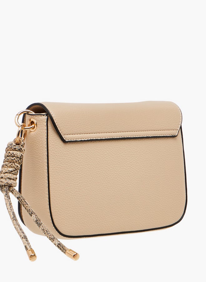 Celeste Textured Crossbody Bag with Adjustable Strap and Flap Closure - Image 4