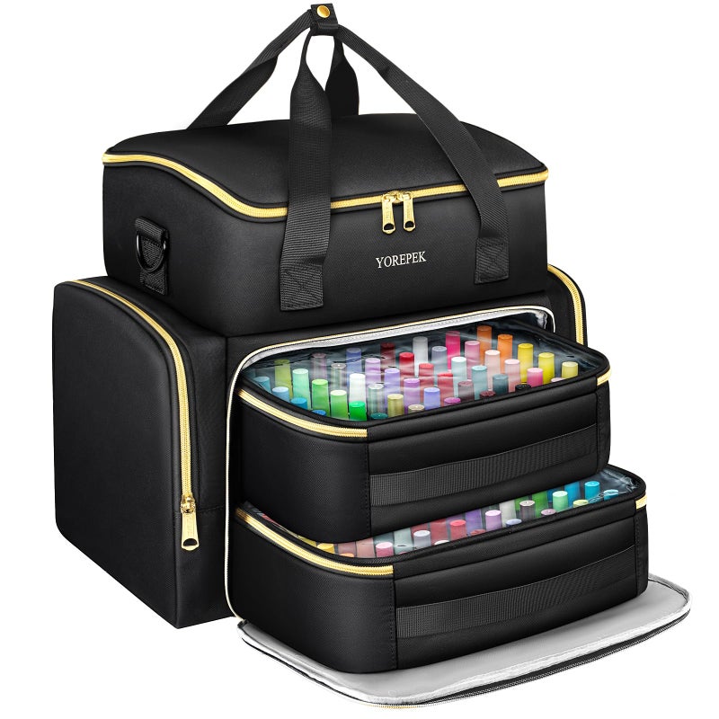 YOREPEK Extra Large Nail Polish Organizer Case Holds 96 to 100+ Bottles (15ml/0.5 fl.oz) UV lamp, Gel Polish Travel Case Bag with 2 Removable Pouches Fits Nail Suppiles, Manicurist Nail Tech Gifts - Image 1