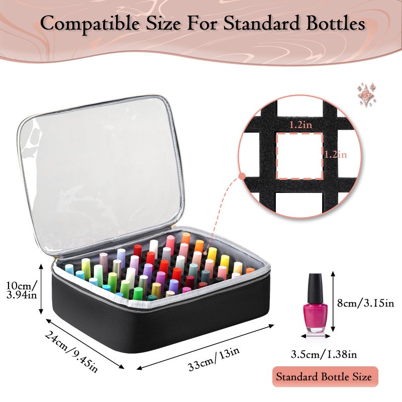 YOREPEK Extra Large Nail Polish Organizer Case Holds 96 to 100+ Bottles (15ml/0.5 fl.oz) UV lamp, Gel Polish Travel Case Bag with 2 Removable Pouches Fits Nail Suppiles, Manicurist Nail Tech Gifts - Image 5