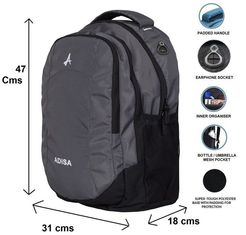 ADISA Light Weight Laptop Backpack 32 Ltrs (BP005-GRE_Grey) - Image 4