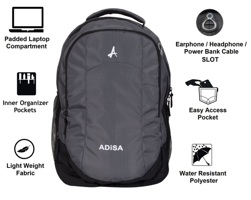ADISA Light Weight Laptop Backpack 32 Ltrs (BP005-GRE_Grey) - Image 3