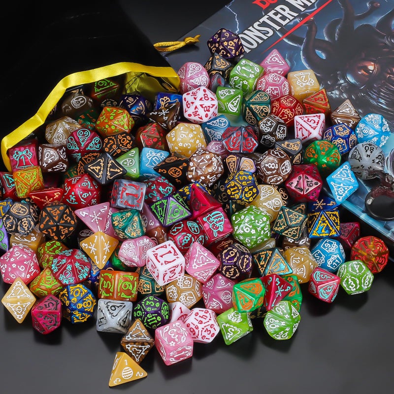 CiaraQ DND Dice Sets - 26 X 7 Polyhedral Dice (182pcs) with a Large Drawstring Bag for Dungeons and Dragons, Role Playing Table Game. Multiple Colors, Christmas/Halloween/Easter/Holiday Themed Dice - Image 2