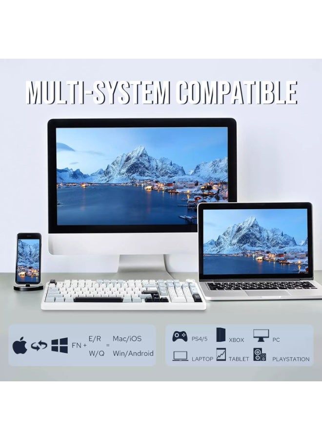 أولا لوحة مفاتيح الألعاب اللاسلكية F99 PRO مزودة ببطارية 8000 مللي أمبير، ولوحة مفاتيح قابلة للتبديل السريع، وتردد 2.4 جيجاهرتز/منفذ Type-C/بلوتوث 5.0، وتقنية NKRO، وإضاءة خلفية RGB لأنظمة ويندوز/ماك/الألعاب. - Image 4