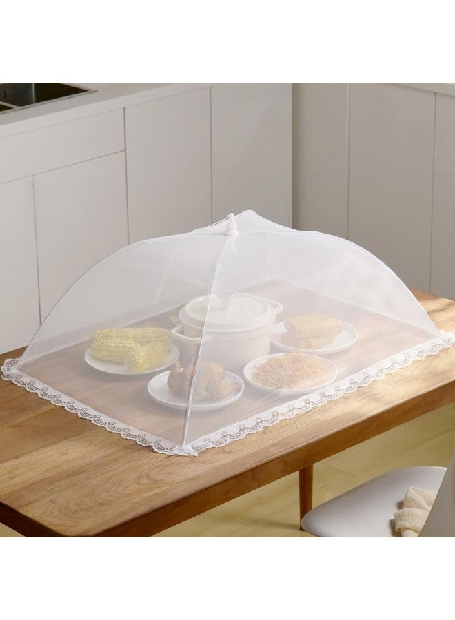 Large Pop-up White Mesh Food Cover Tent, Say Goodbye to Fly Harassment, This Meal Cover Gives You Full Security and Can Be Folded 