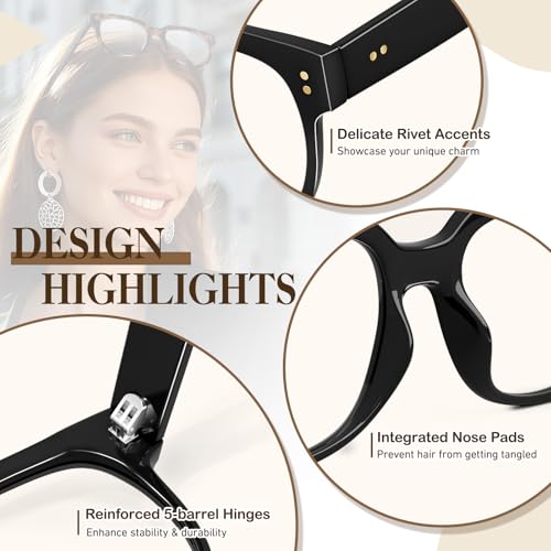 CGID Oversized Clear Lens Fake Glasses Women Men,100% UV400 Protection,Thick Big Square Frame Fashion Eyeglasses - Image 4