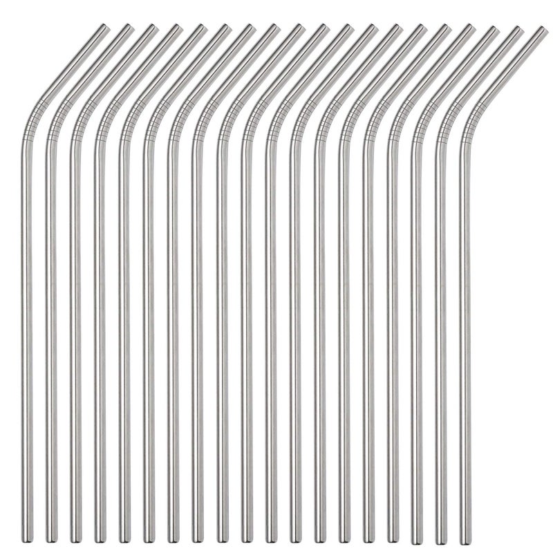 Sunwinc Reusable Metal Straws 50Pack85Stainless Steel Straws In Bulk 215x6mm Straight Bent Curved Drinking Straws for 20oz Tumblers Yeti Mugs Silver bent straw50Pack215 